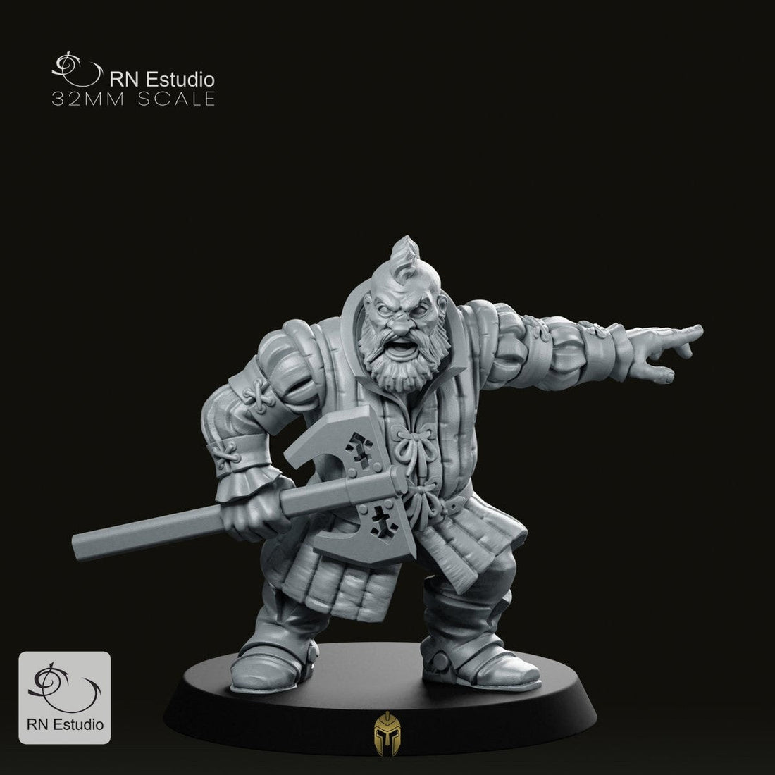 Battle-Hardened Leader – Dwarf Bori Van Gilden Axe Miniature for Tabletop RPGs - We Print Miniatures