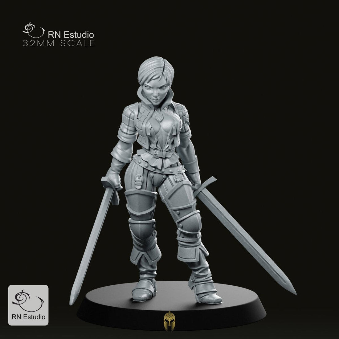 Double-Sworded Blademaster Daena – Fantasy Miniature - We Print Miniatures