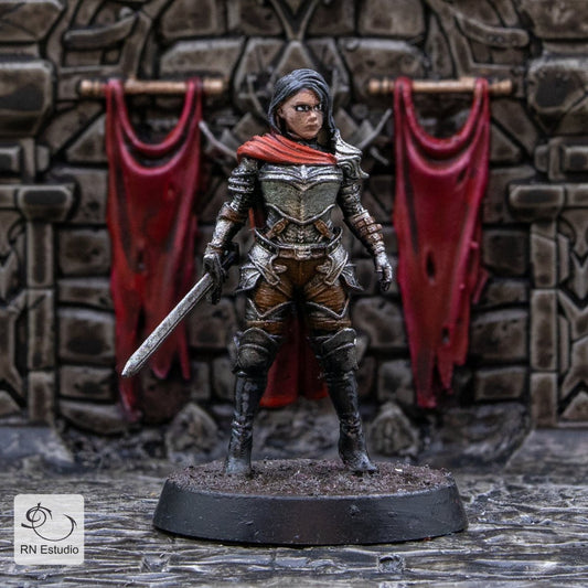 Elma – Female Guard Miniature, A Regal Warrior Ready for Battle - We Print Miniatures