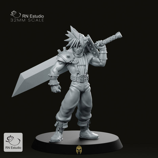 Fantasy Claude JRPG Miniature – Powerful Warrior for Tabletop Games - We Print Miniatures