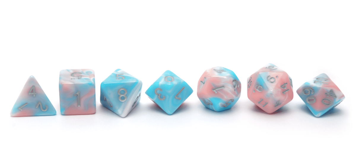 Blend Dice | Pink & Baby Blue - DiceRoll UK - We Print Miniatures
