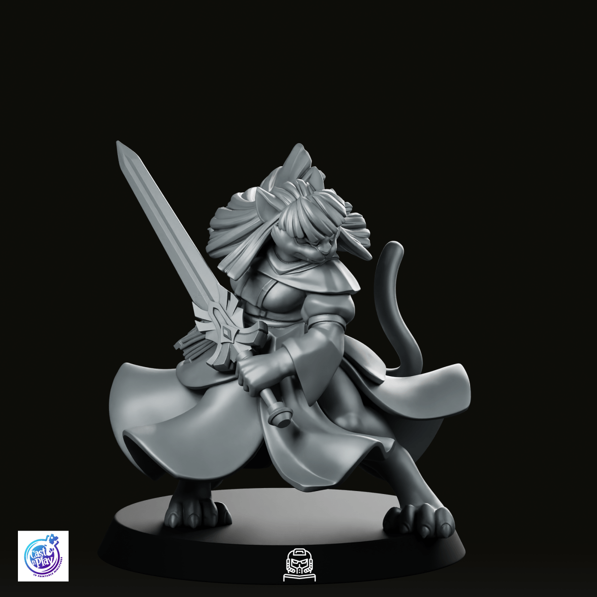 Catfolk Cleric A Miniature - CastNPlay - We Print Miniatures