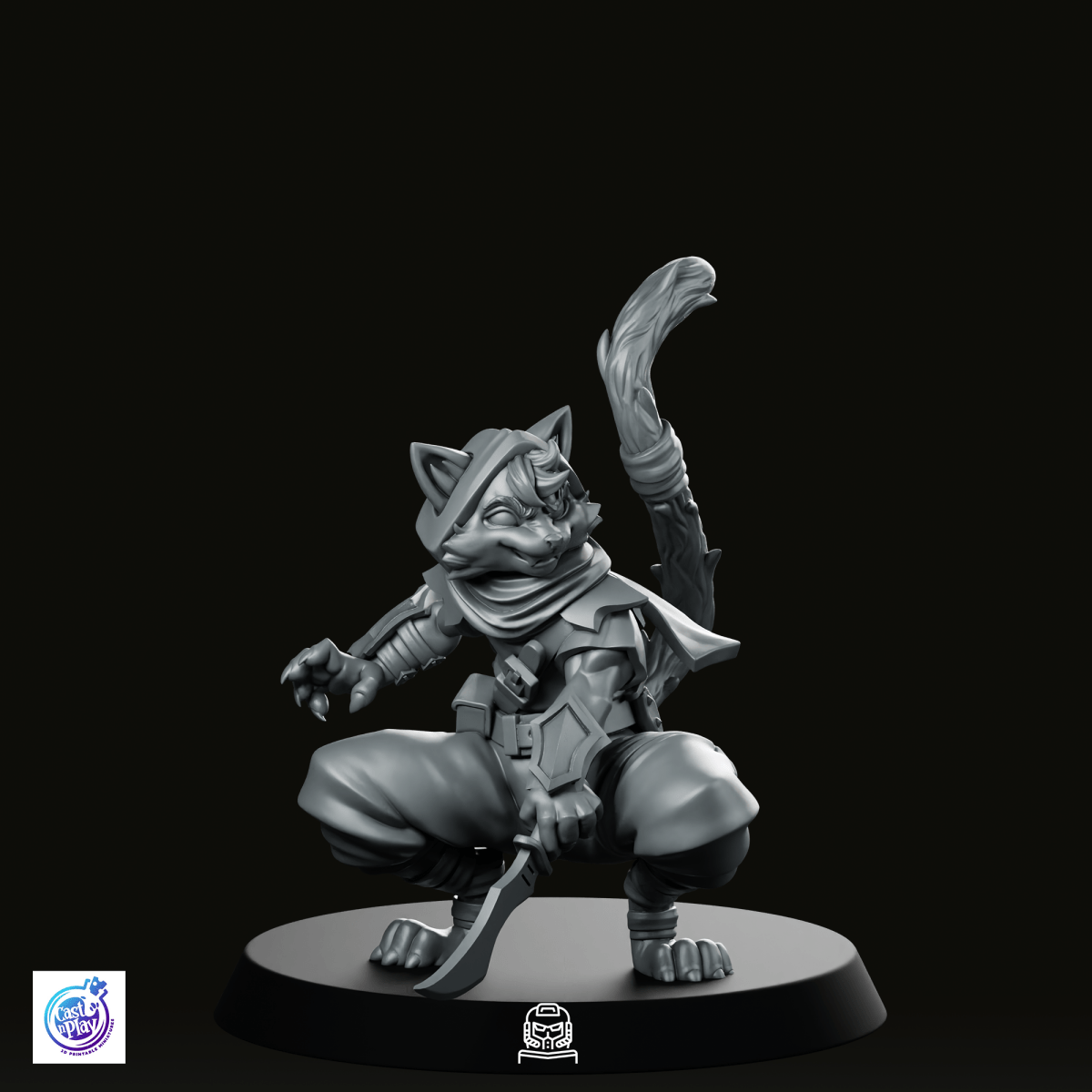 Catfolk Rogue Miniature - CastNPlay - We Print Miniatures