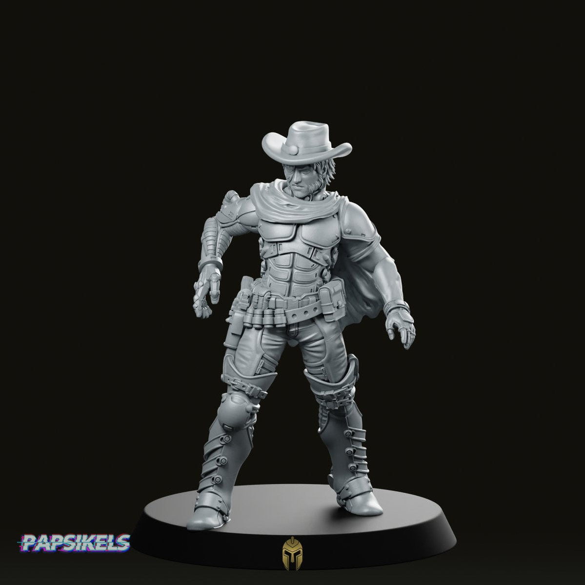 Dead Eye Trevor Cyber Cowboy 2 Miniature - Papsikels Miniatures - We Print Miniatures
