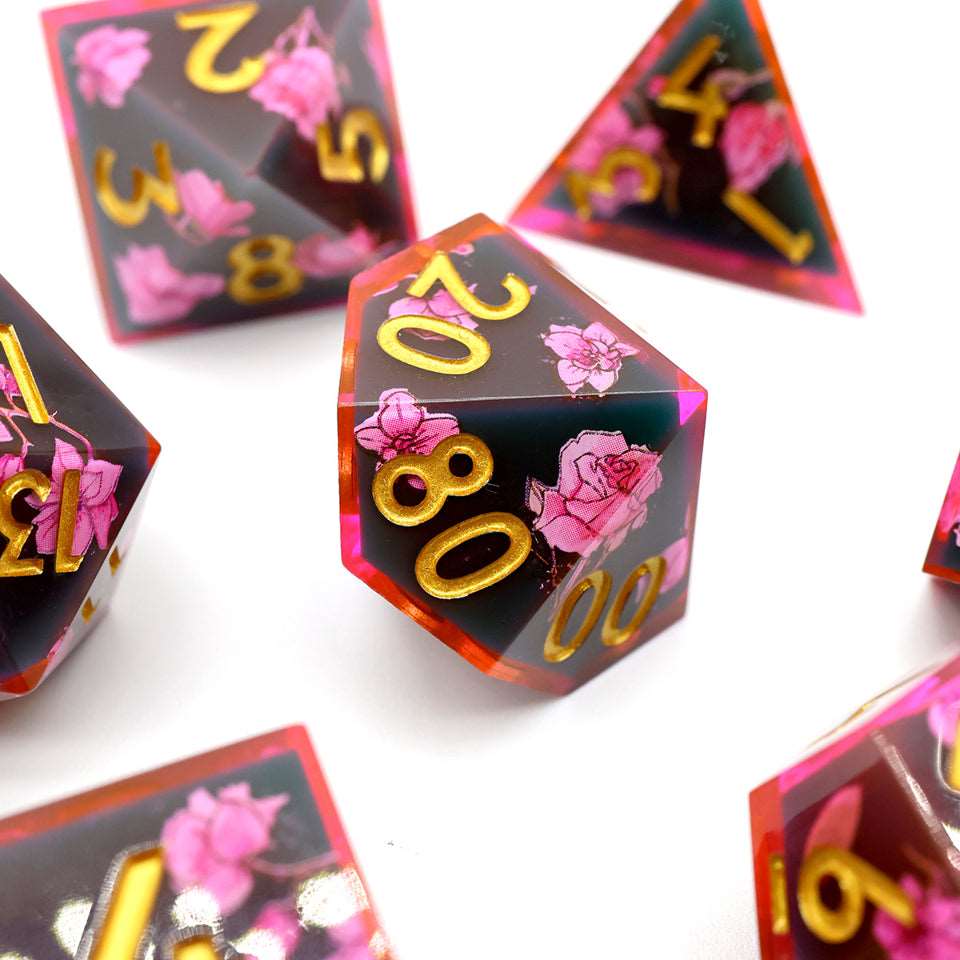 Death Blossom | Art Core Dice| 7 Piece Set - Tabletop Dominion - We Print Miniatures