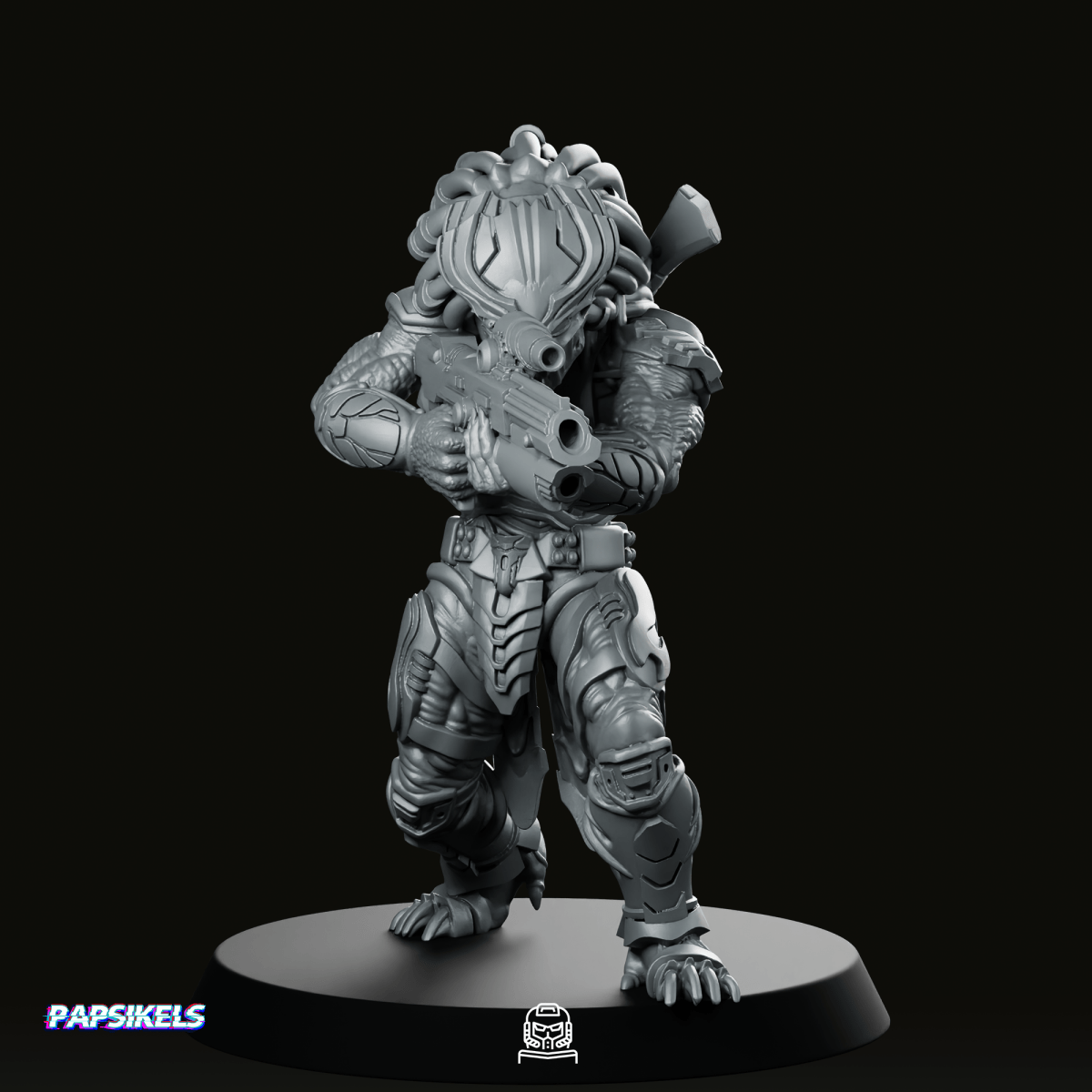 Death Squad Bone Accountor Skull Hunter Miniature - Papsikels Miniatures - We Print Miniatures