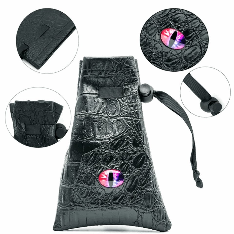Dragon's Vault | Red/Blue Eye | Vegan Leather Dice Bag - Tabletop Dominion - We Print Miniatures