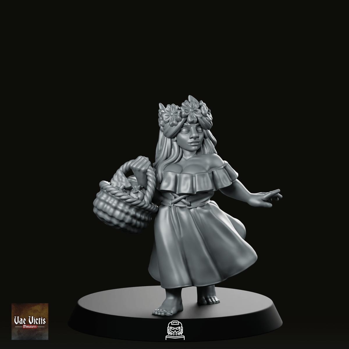 Dwarf Young Lady With Basket Miniature - Vae Victus Miniatures - We Print Miniatures