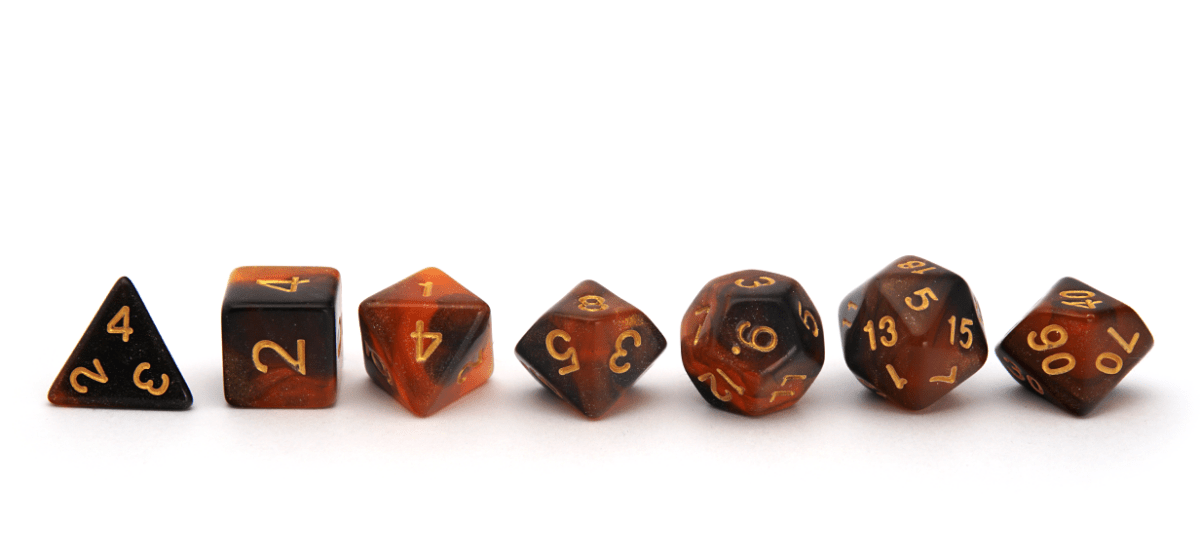 Elemental Dice | Black & Gold - DiceRoll UK - We Print Miniatures