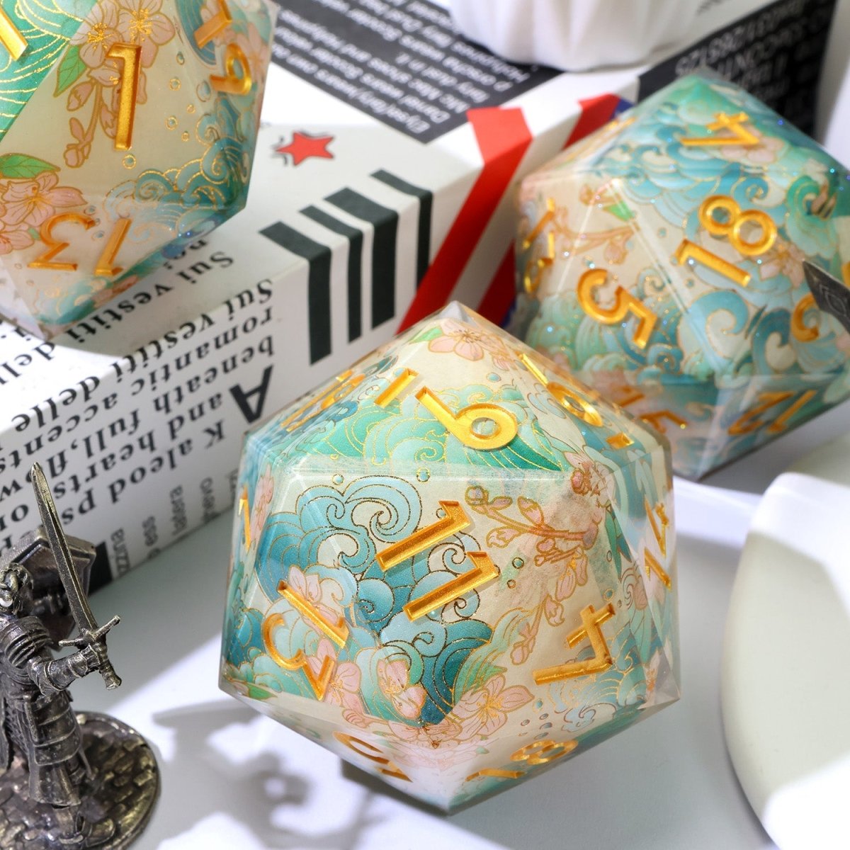 Emerald Tide | 50mm D20 | Oversized Art Core Dice - Tabletop Dominion - We Print Miniatures