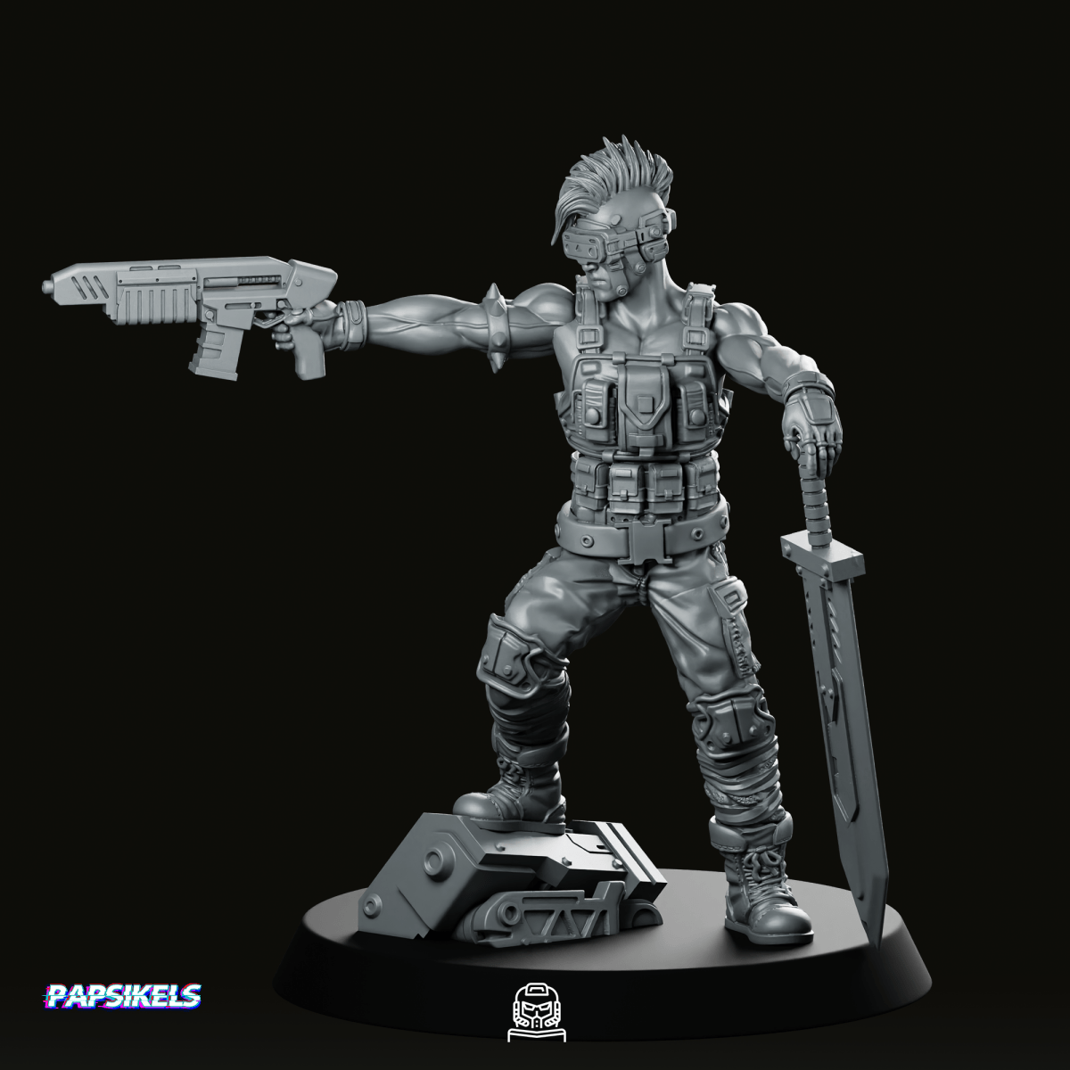 Ex Soldier Techno Punk Yeriko Miniature - Papsikels Miniatures - We Print Miniatures