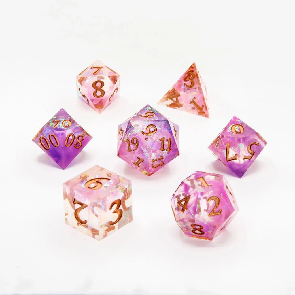 Fae Shimmer | Sharp Edge Dice | 7 Piece Set - Tabletop Dominion - We Print Miniatures