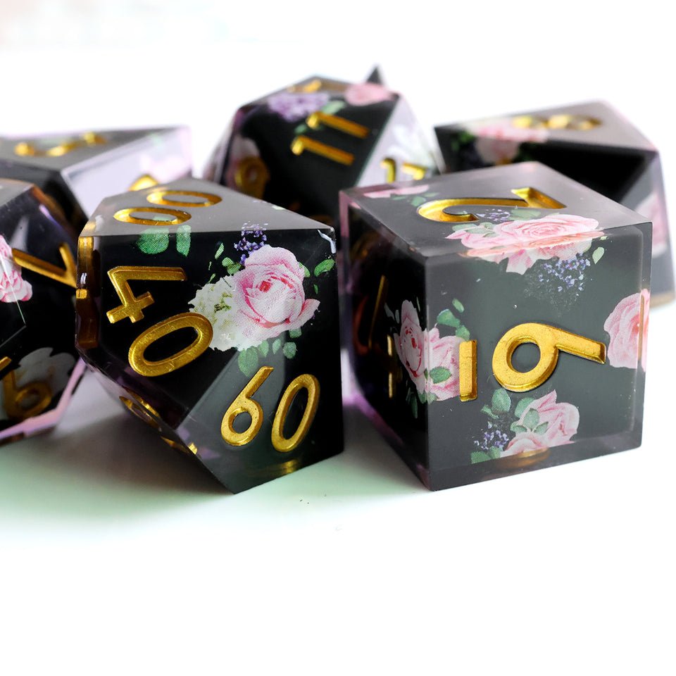 Floral Tsundere | Art Core Dice| 7 Piece Set - Tabletop Dominion - We Print Miniatures