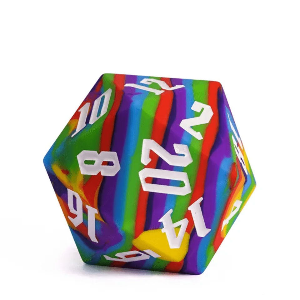 Jester's Bounce | D20 Silicone | Rainbow - Tabletop Dominion - We Print Miniatures