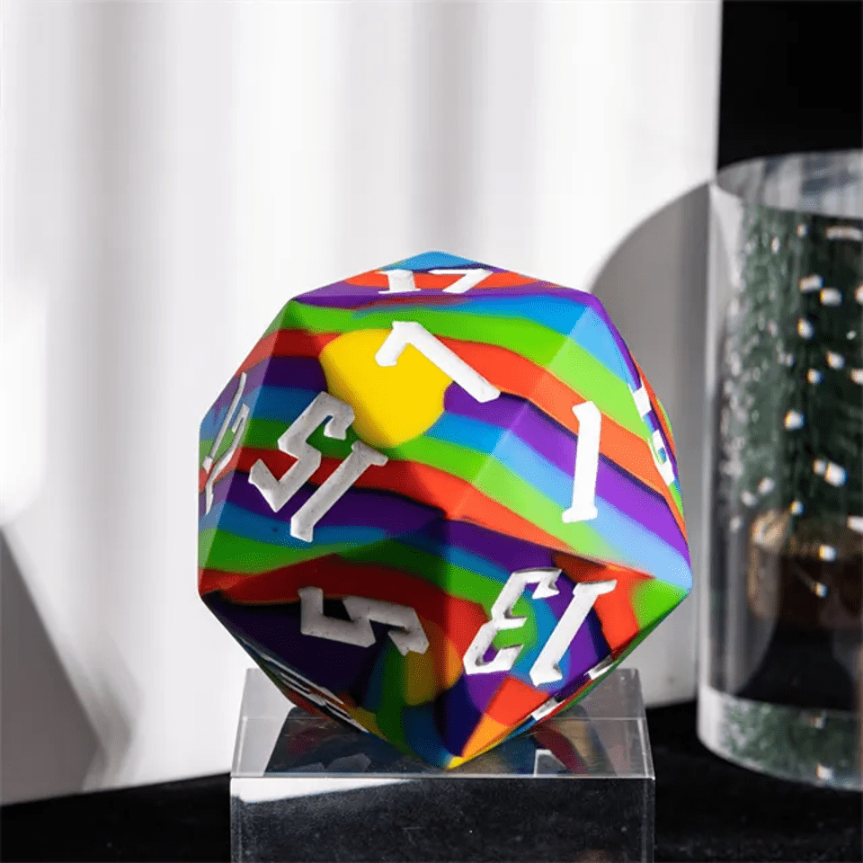 Jester's Bounce | D20 Silicone | Rainbow - Tabletop Dominion - We Print Miniatures