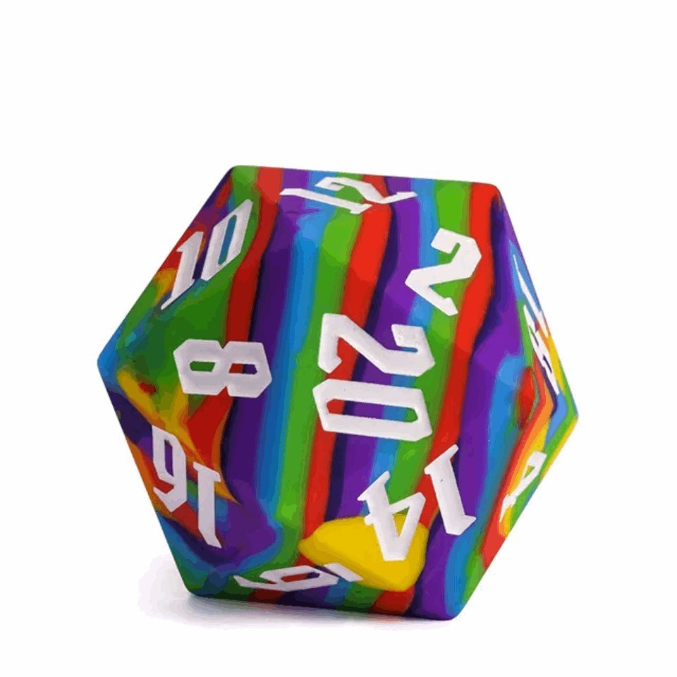 Jester's Bounce | D20 Silicone | Rainbow - Tabletop Dominion - We Print Miniatures