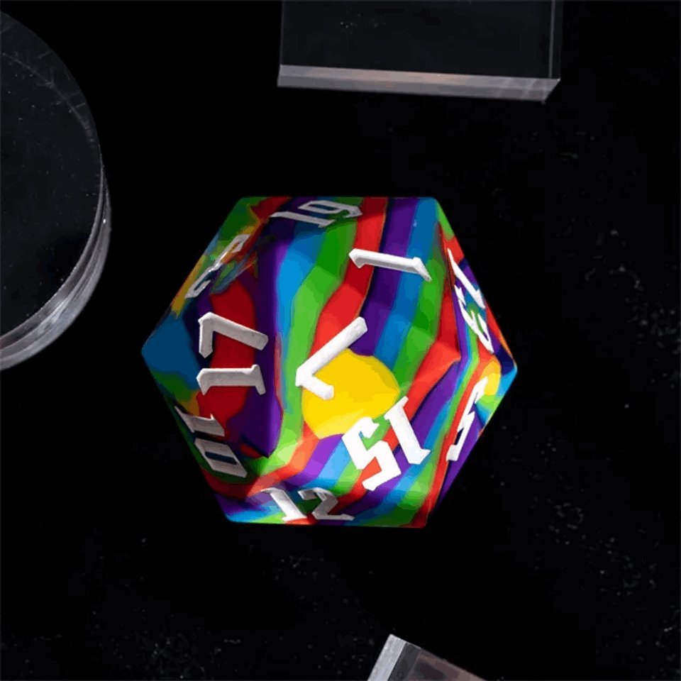 Jester's Bounce | D20 Silicone | Rainbow - Tabletop Dominion - We Print Miniatures