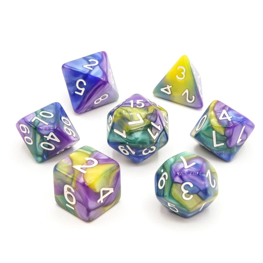 Lemonberry Swirl | Acrylic Dice | 7 Piece Set - Tabletop Dominion - We Print Miniatures