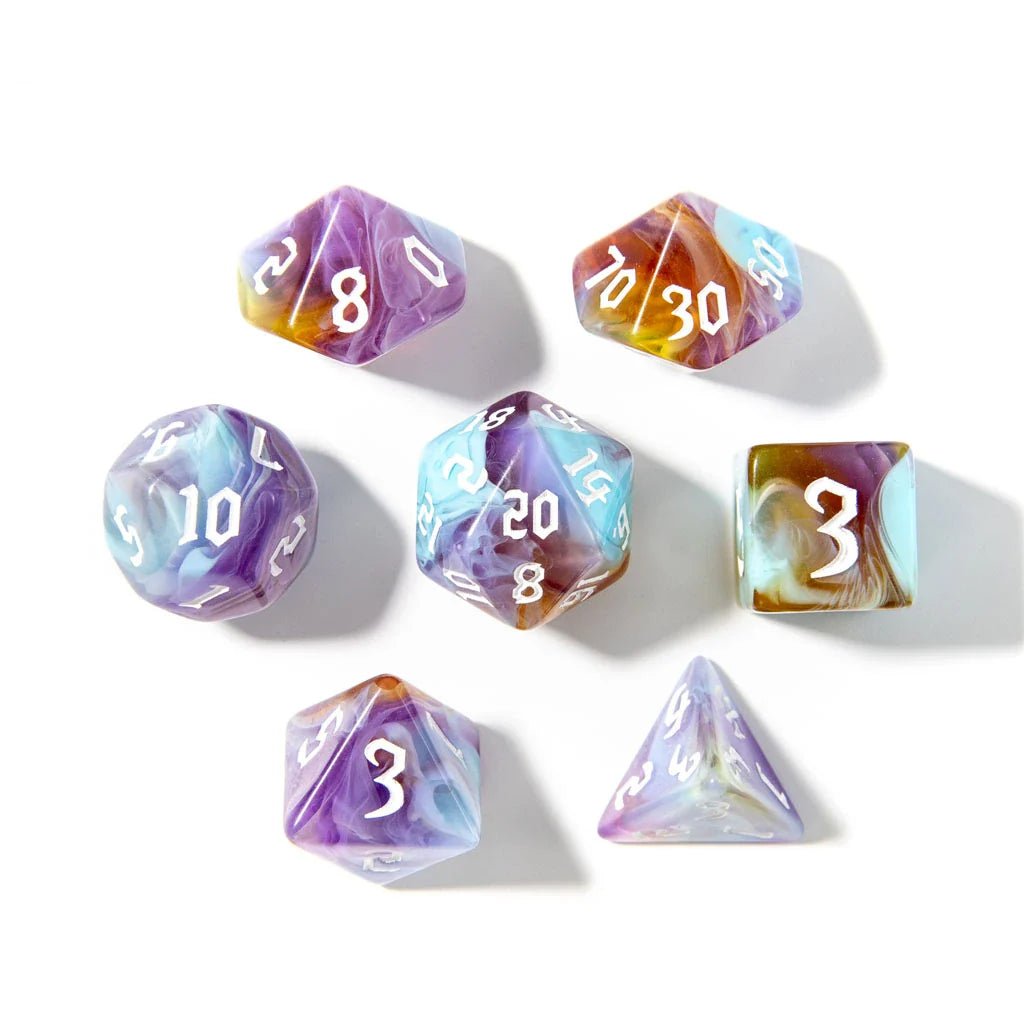 Mystic Earth | Acrylic Dice | 7 Piece Set - Tabletop Dominion - We Print Miniatures