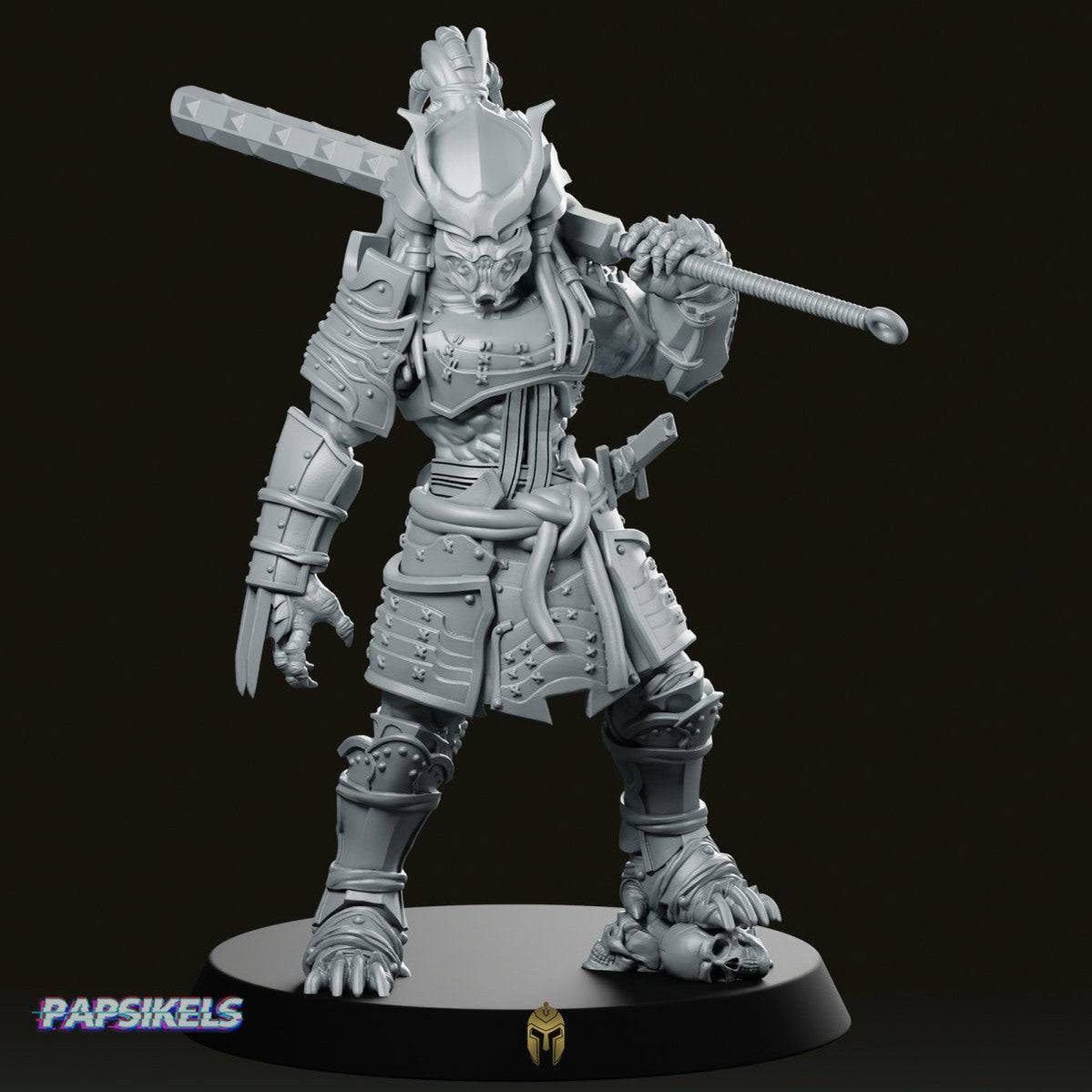 Oni Samurai Skull Hunter 2 Miniature - Papsikels Miniatures - We Print Miniatures