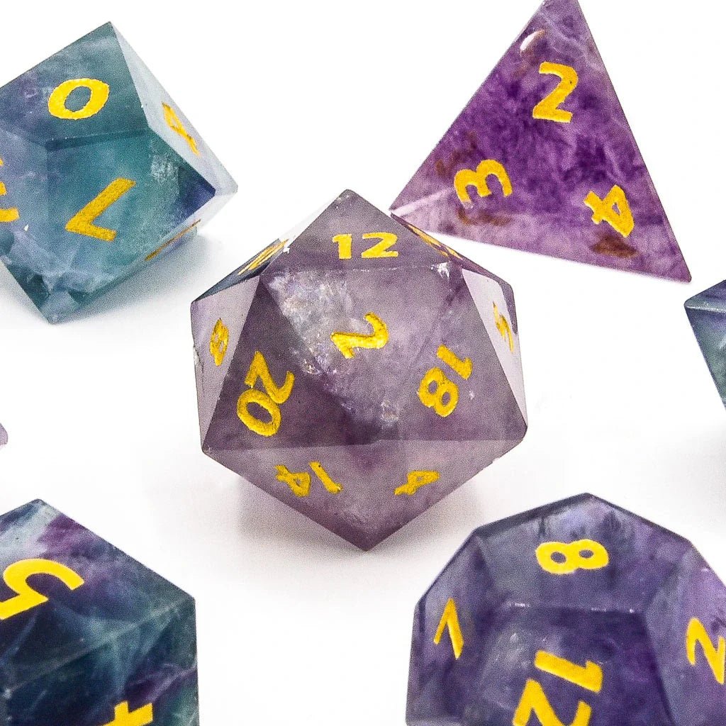 Rainbow Fluorite | Natural Gemstone | 7 Piece Set - Tabletop Dominion - We Print Miniatures