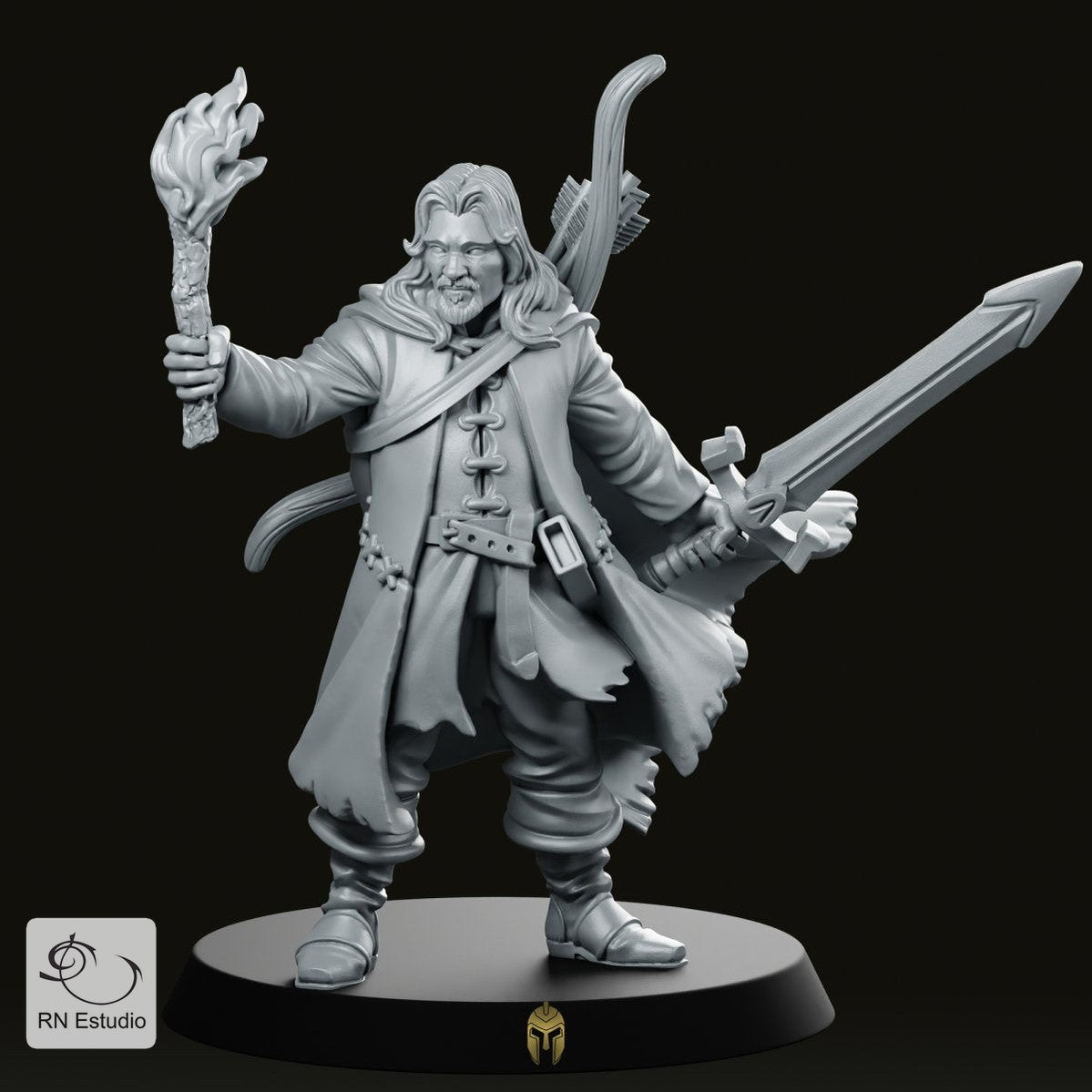 Ranger Belevor Bow & Sword Miniature - RN Estudio - We Print Miniatures