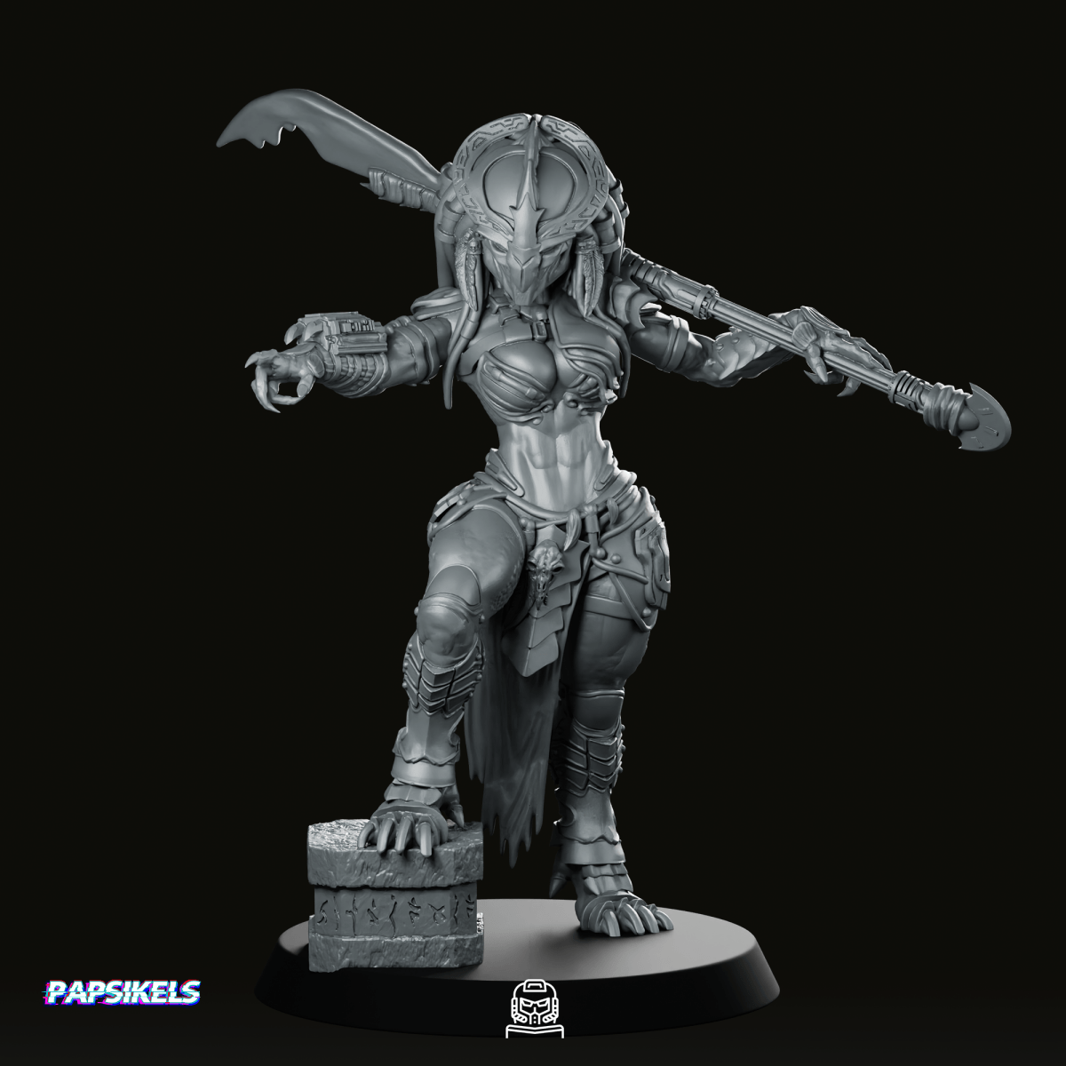Raven Vixen Skull Hunter Miniature - Papsikels Miniatures - We Print Miniatures