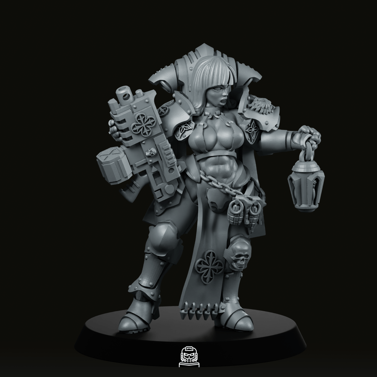 Sample Battle Nun 1 Miniature - Across The Realms - We Print Miniatures