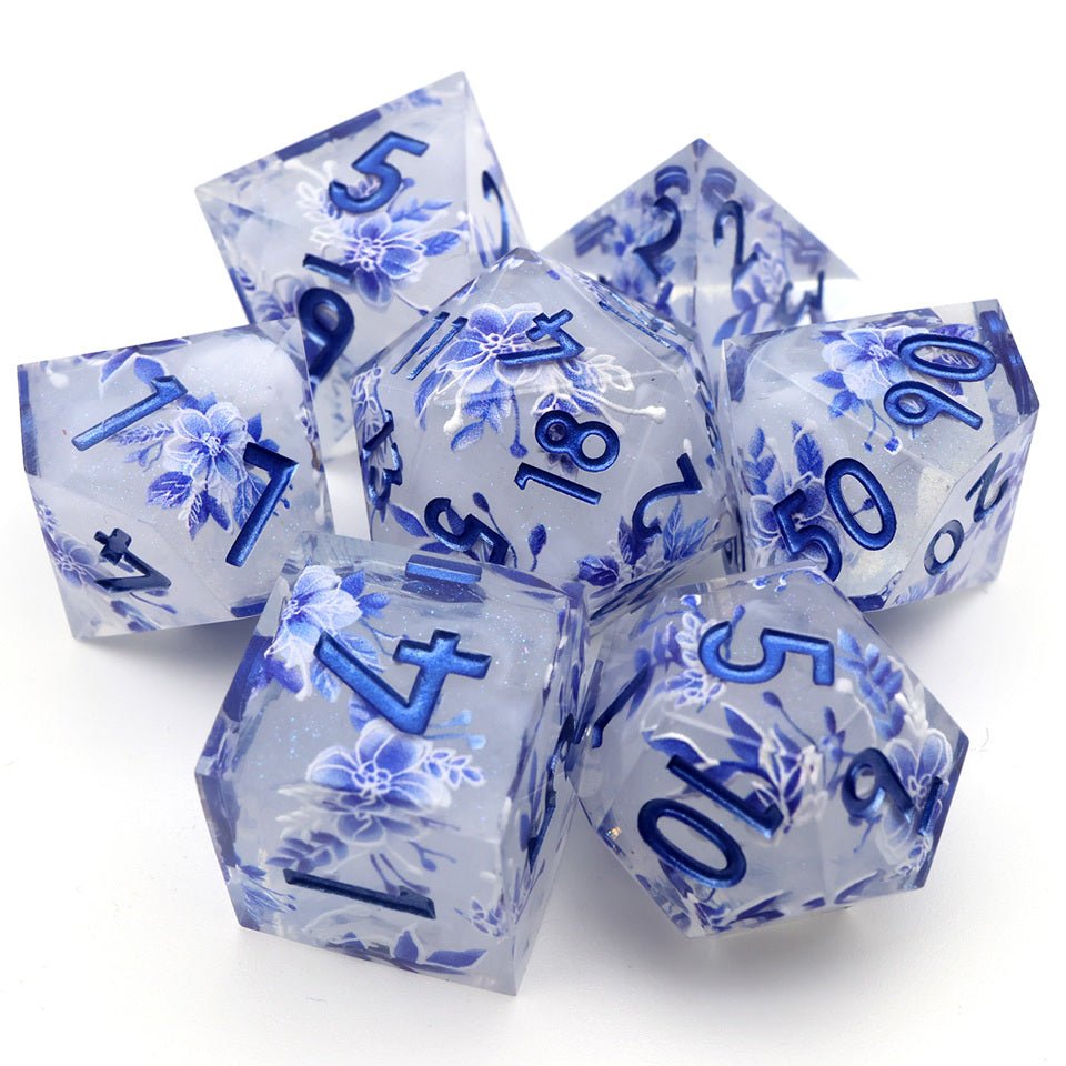 Snowflower | Art Core Dice| 7 Piece Set - Tabletop Dominion - We Print Miniatures