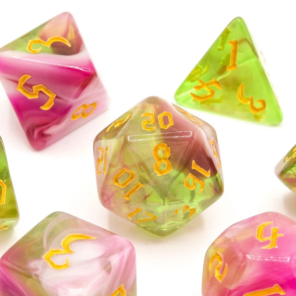 Springtime Swirl | Acrylic Dice | 7 Piece Set - Tabletop Dominion - We Print Miniatures