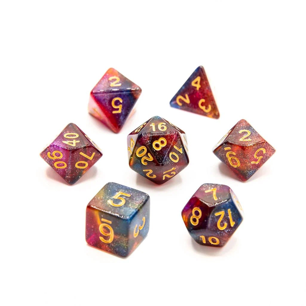 Starlight Reverie | Acrylic Dice | 7 Piece Set - Tabletop Dominion - We Print Miniatures