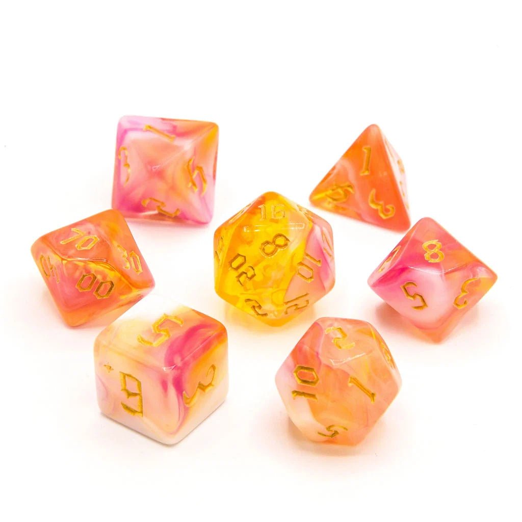 Sunset Dream | Acrylic Dice | 7 Piece Set - Tabletop Dominion - We Print Miniatures