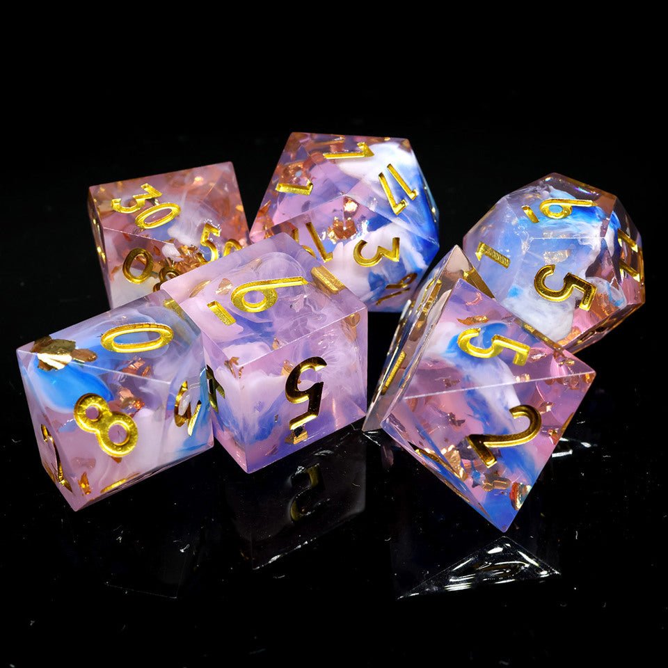 Unicorn Cream | Sharp Edge Dice | 7 Piece Set - Tabletop Dominion - We Print Miniatures