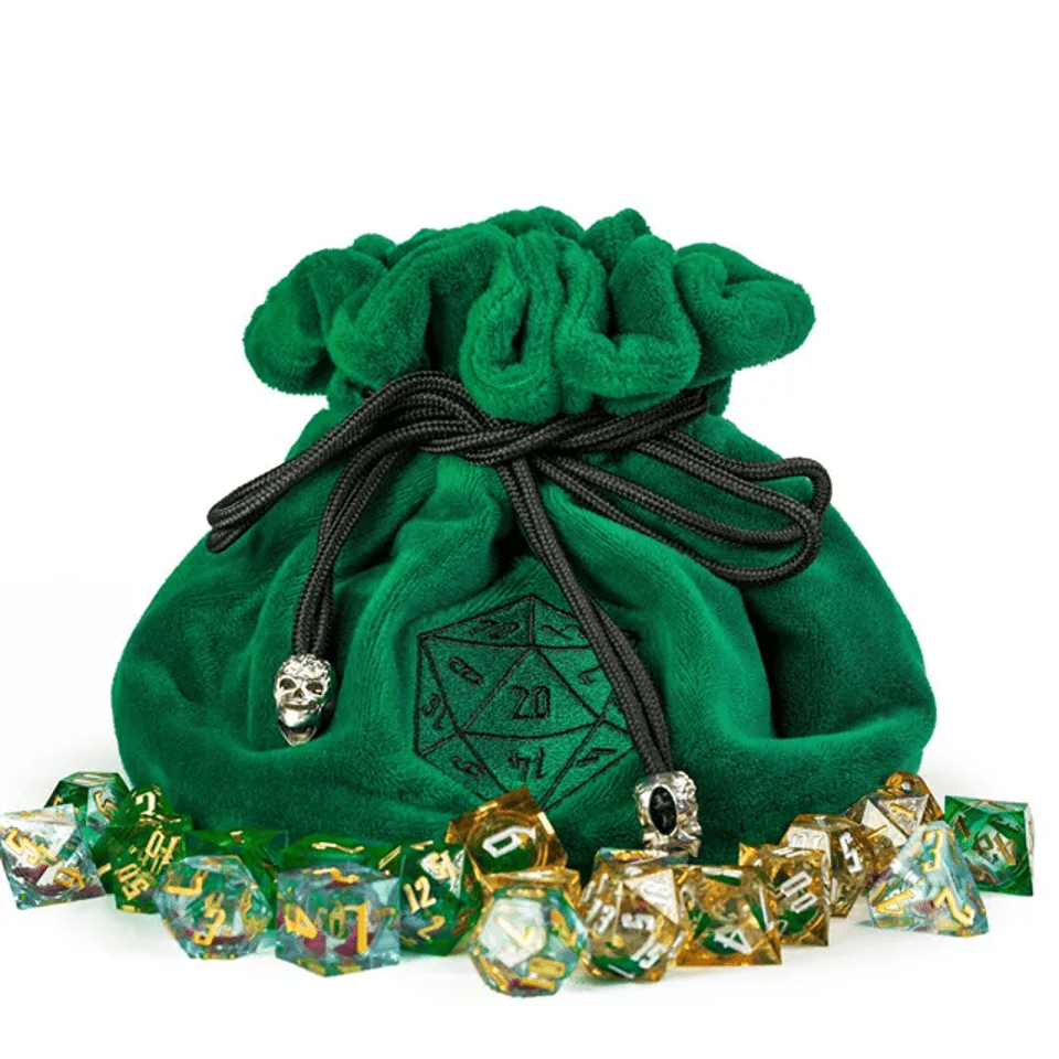 Velvet Vault | Super - Soft Large Dice Bag | Green - Tabletop Dominion - We Print Miniatures