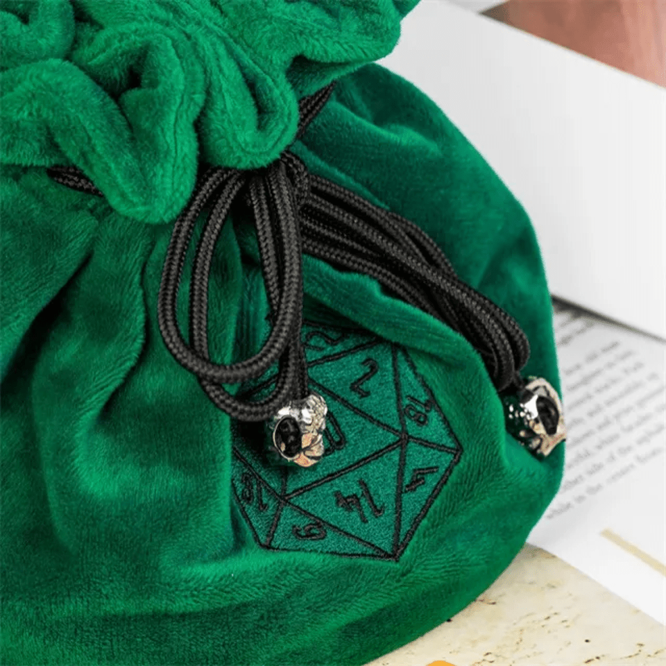 Velvet Vault | Super - Soft Large Dice Bag | Green - Tabletop Dominion - We Print Miniatures