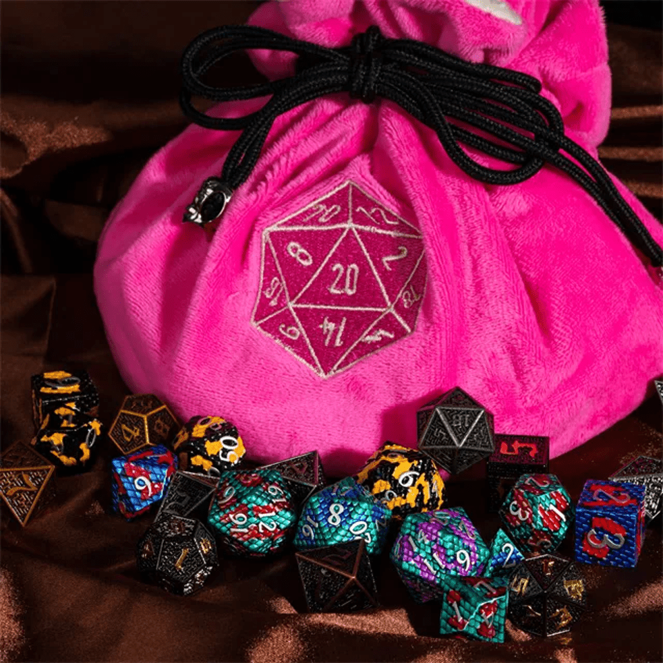 Velvet Vault | Super - Soft Large Dice Bag | Pink - Tabletop Dominion - We Print Miniatures