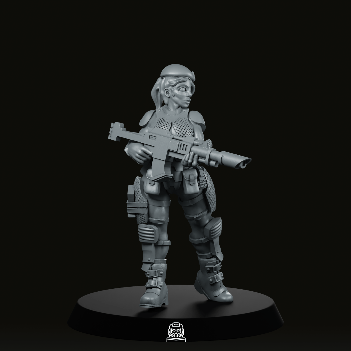Veteran Babe Lasgun Full Miniature - Across The Realms - We Print Miniatures