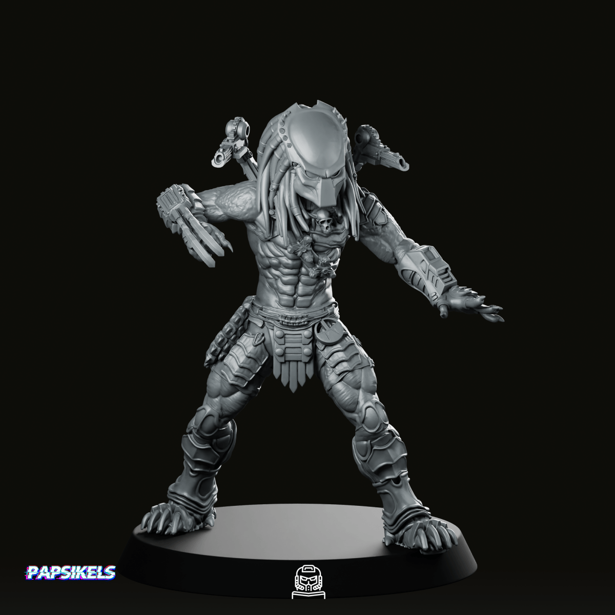 Wulfen Skull Hunter Dual Plasma Launcher Miniature - Papsikels Miniatures - We Print Miniatures