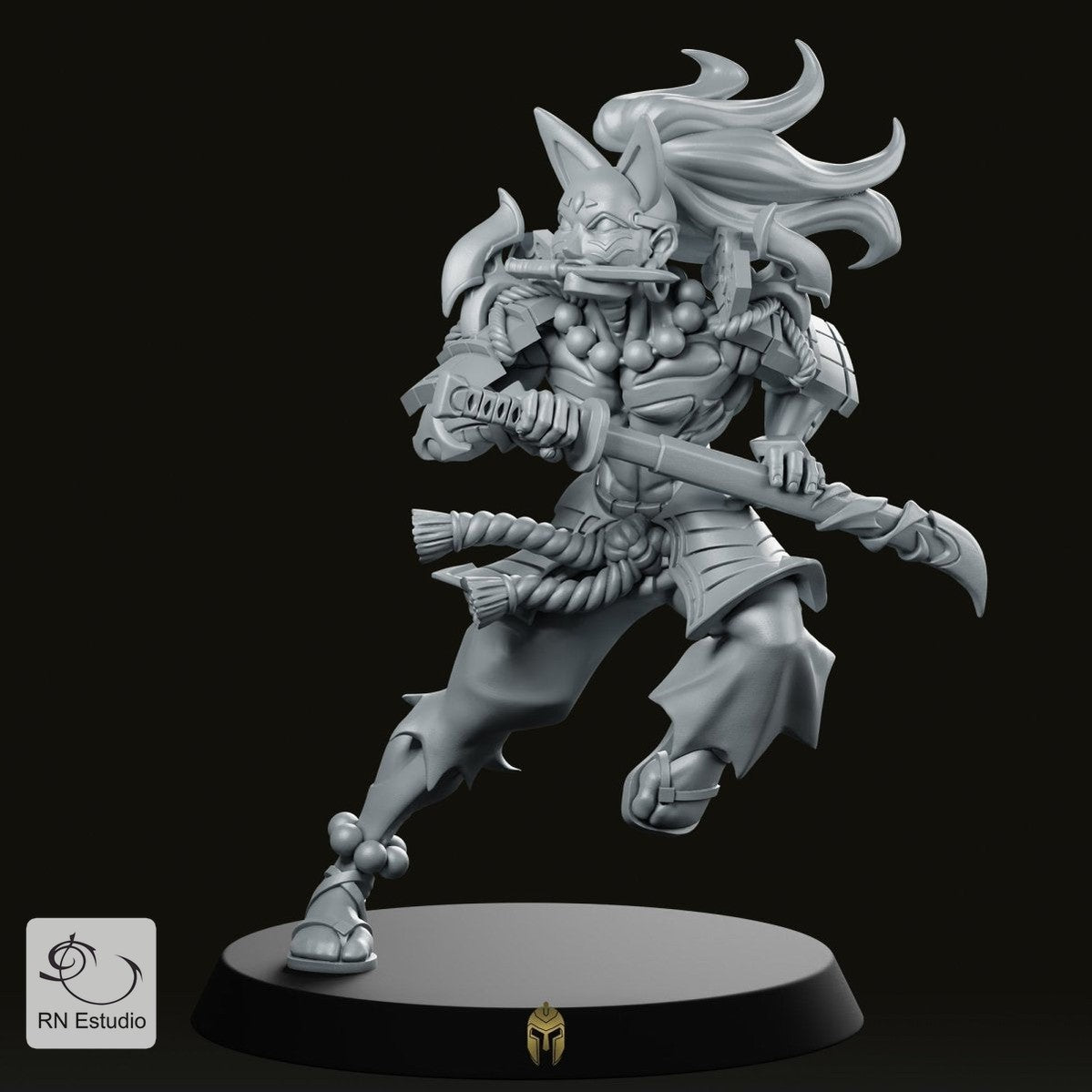 Fantasy Oni Samurai JRPG Miniature - We Print Miniatures -RN Estudio