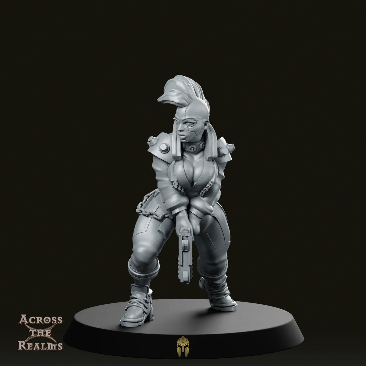 Female Street Punk Miniature - We Print Miniatures -Across The Realms