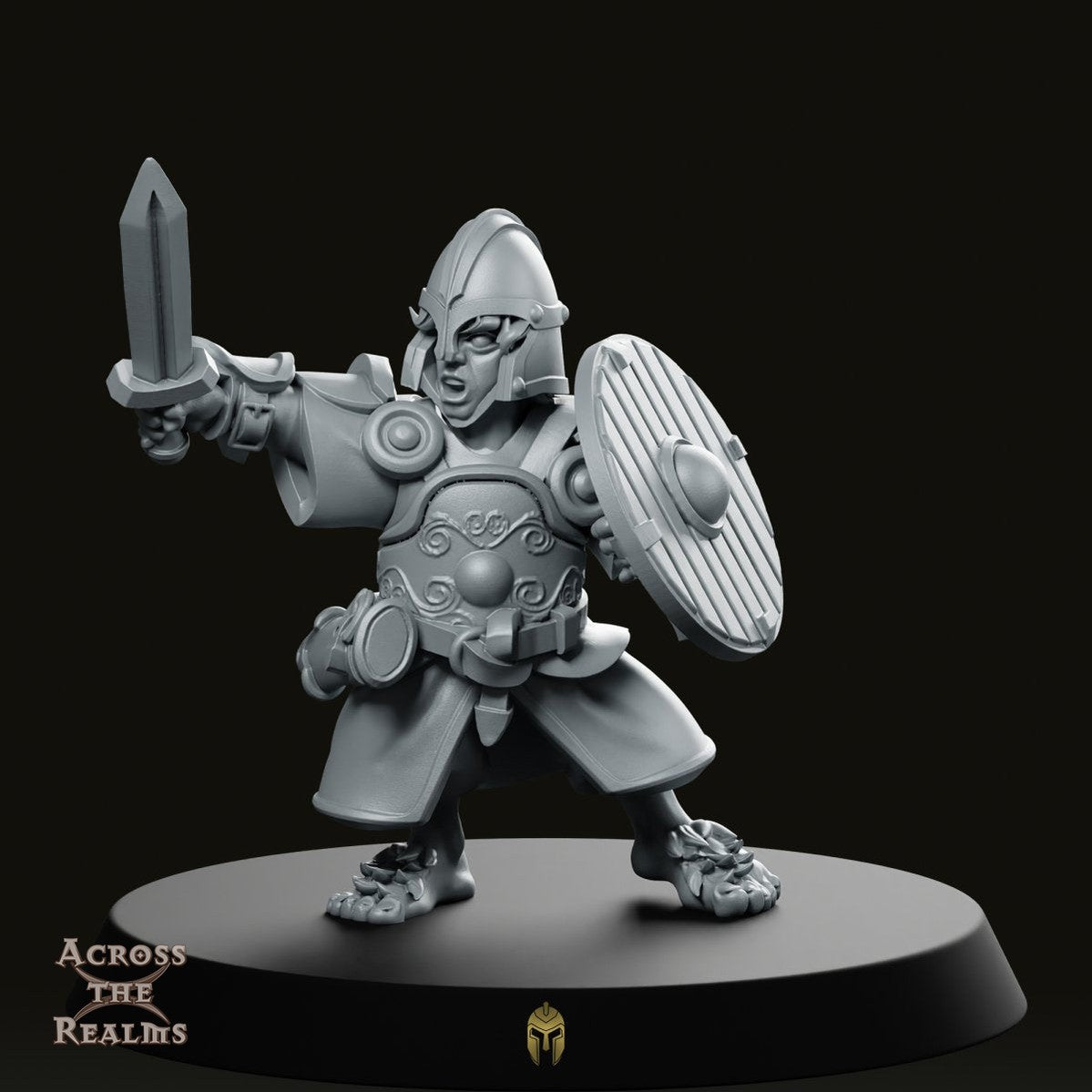 Halfling Captain Armoured Foot Miniature - We Print Miniatures -Across The Realms
