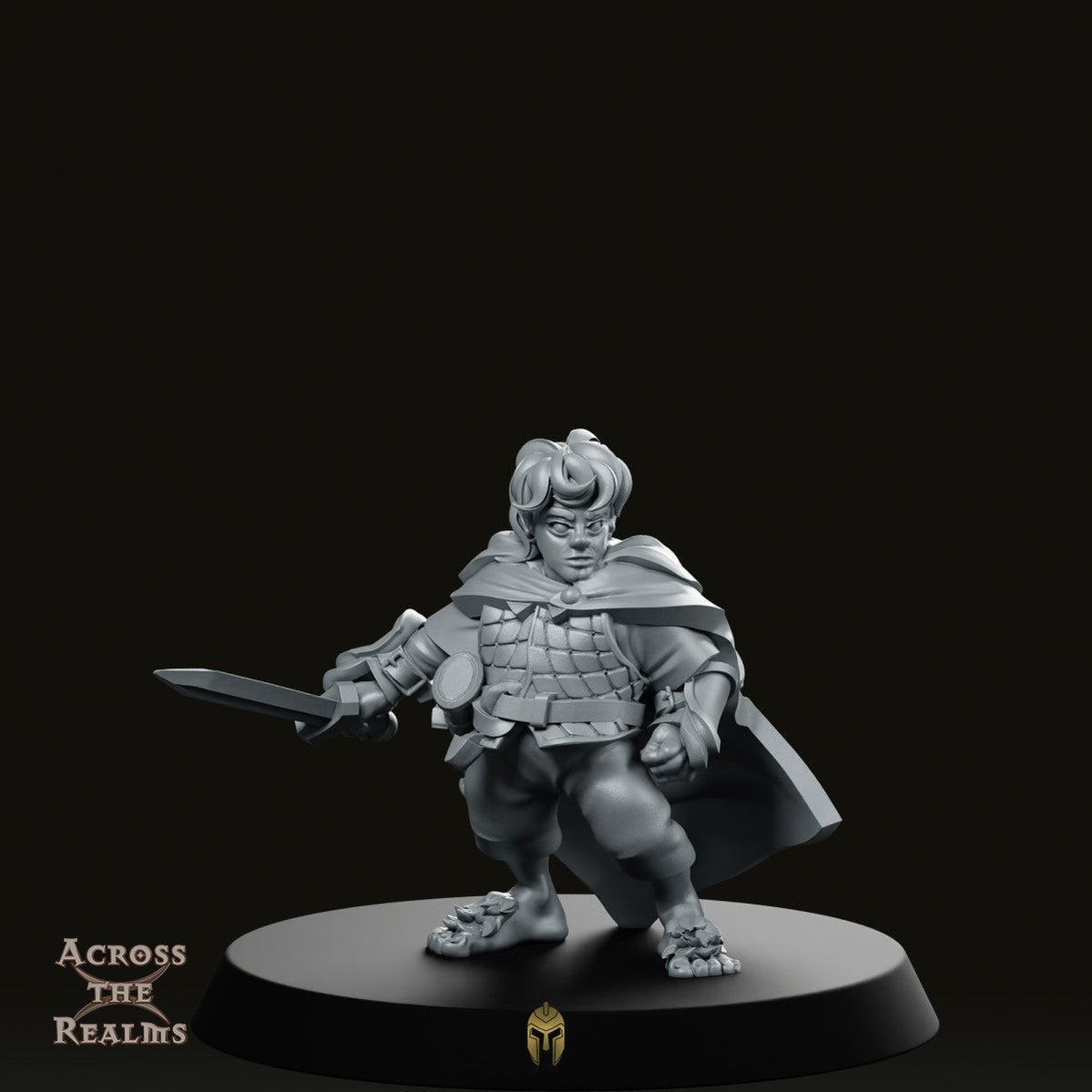 Halfling Captain Noble Foot Miniature - We Print Miniatures -Across The Realms