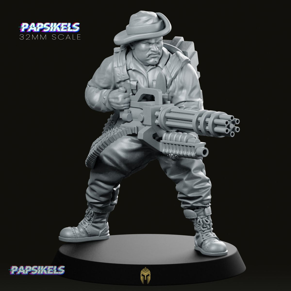 Marshall Roberts with Midigun Miniature - We Print Miniatures -Papsikels Miniatures