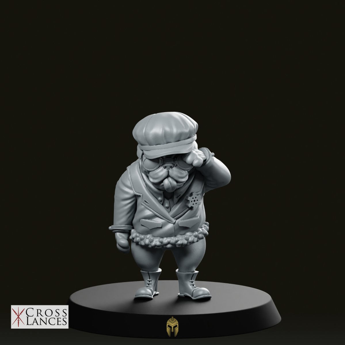 Pug Adventurer Miniature - We Print Miniatures -Cross Lances