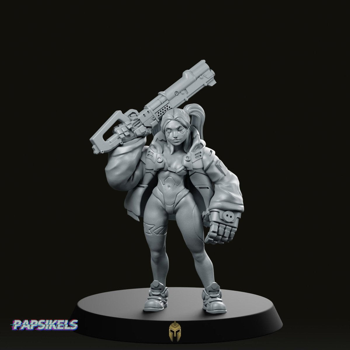 Rebekie Cyberpunk Miniature - We Print Miniatures -Papsikels Miniatures