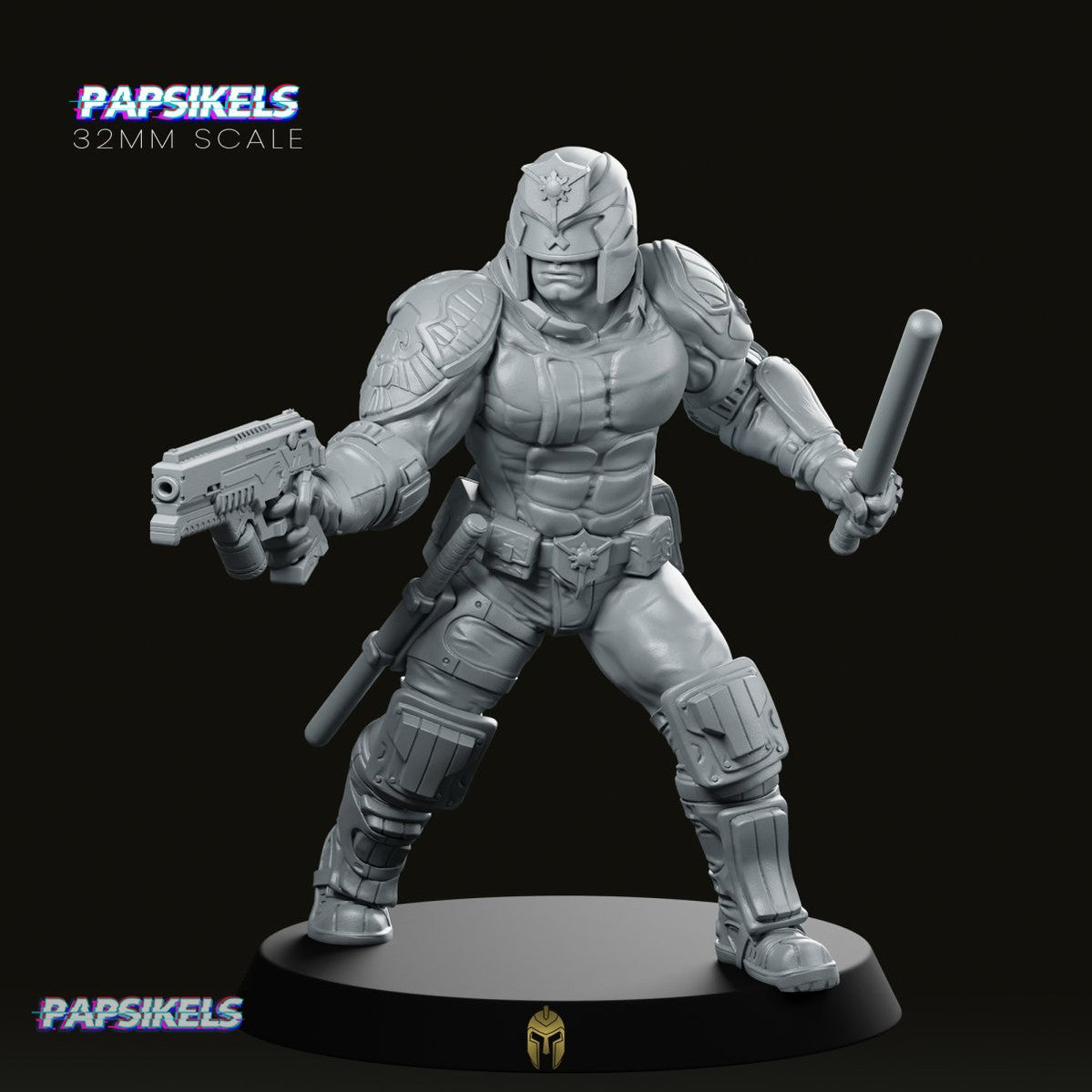 Upholder Ralph Pistol and Baton Miniature - We Print Miniatures -Papsikels Miniatures