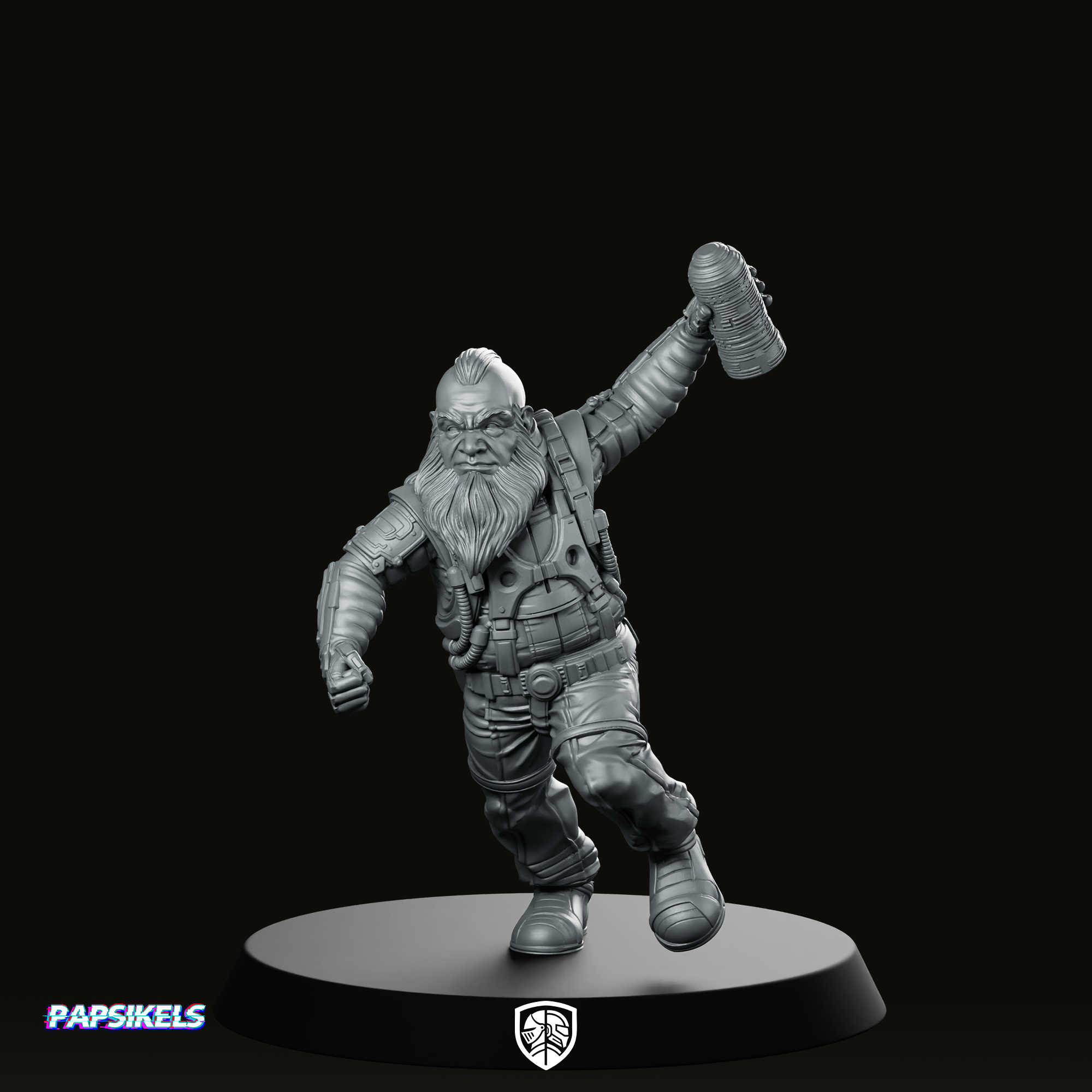 Cyber Dwarf Thrower 2 Miniature