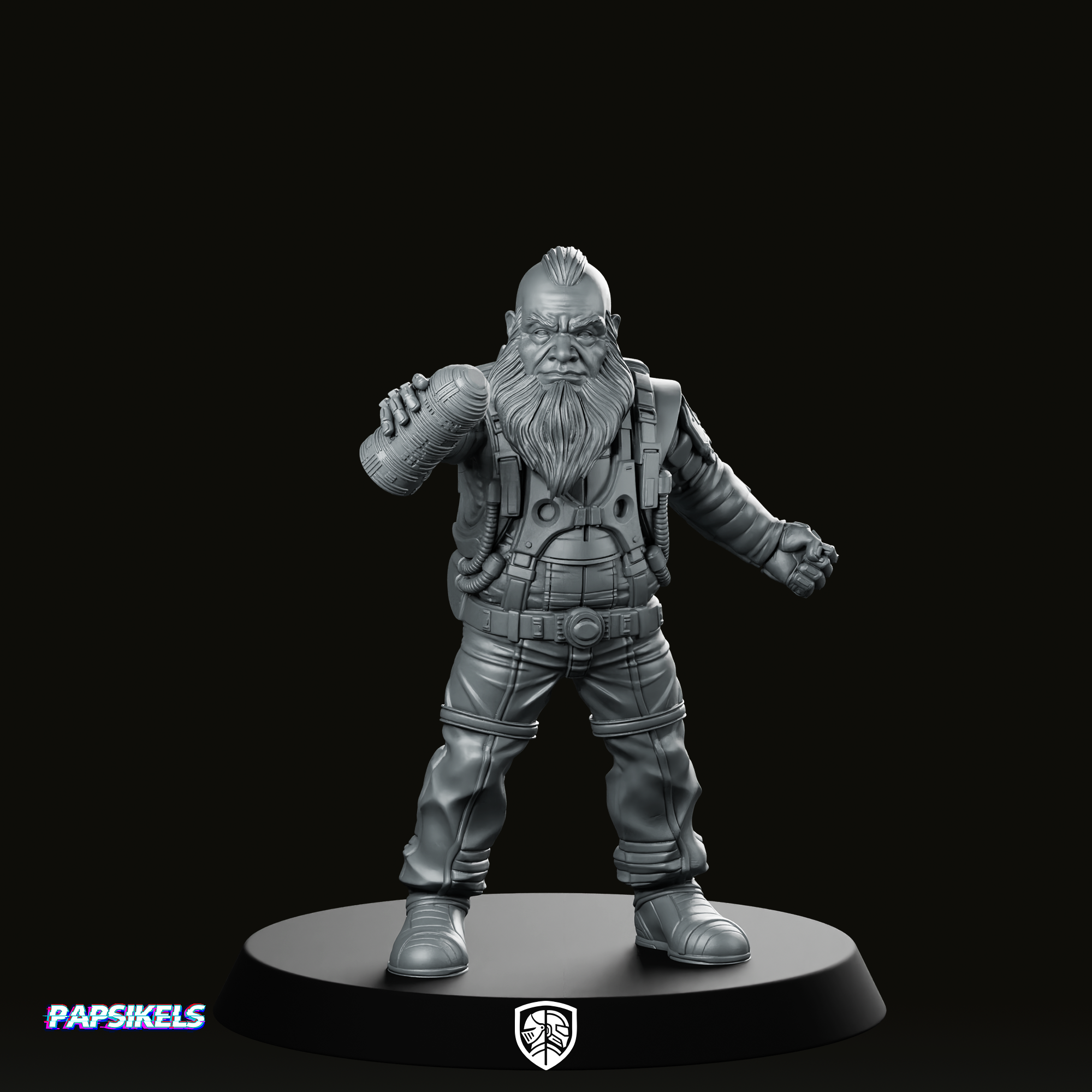 Cyber Dwarf Thrower 3 Miniature
