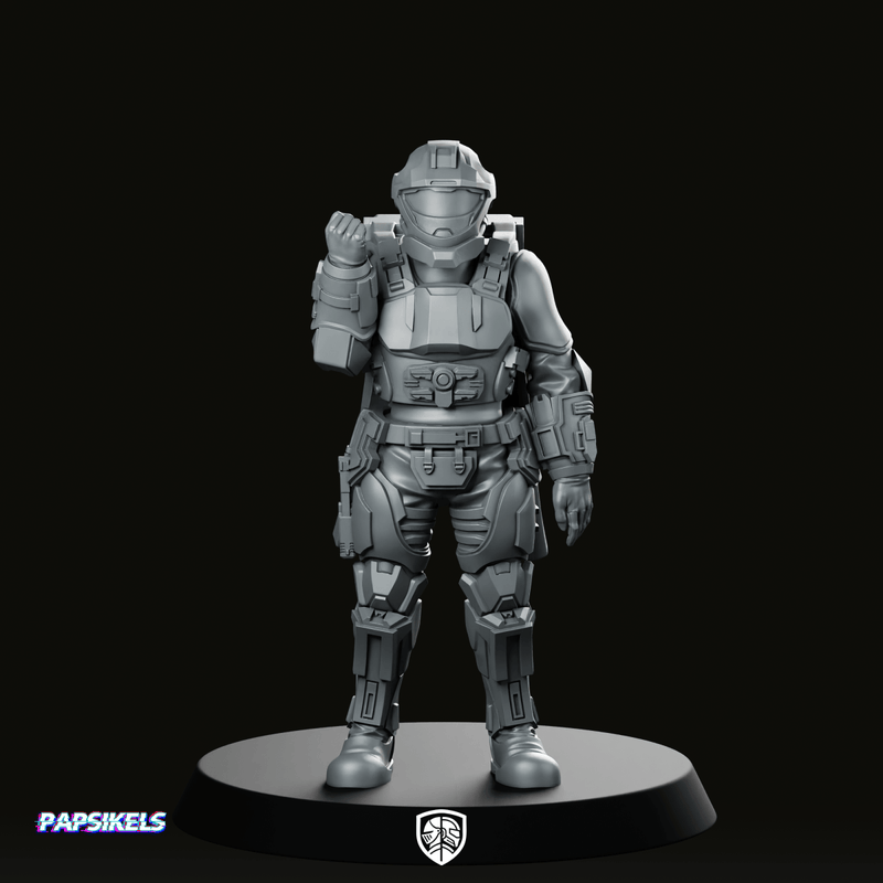 Democracy Troopers Recon Helljumper Salute Miniature - We Print Miniatures