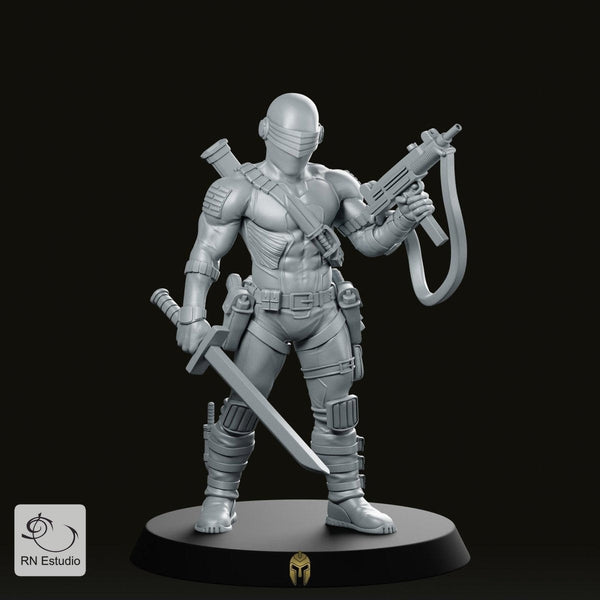 Battle-Ready Warrior – GI JIM Snake Eyes RPG Miniature – A Fusion of Classic Warfare and Modern Firepower - We Print Miniatures